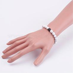 Natural Lava Rock & Howlite Round Beaded Bracelets for Men&nbsp;BJEW-JB02954