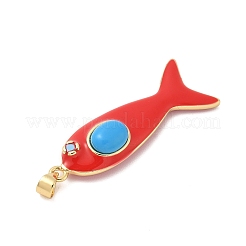 Fish Brass Micro Pave Cubic Zirconia Pendants&nbsp;KK-K408-49G-08