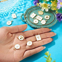 12Pcs 6 Styles Brass Enamel Pendants&nbsp;KK-TA0008-59