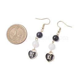 12 Pairs 12 Styles Heart with Twelve Constellation Pattern Alloy Enamel Dangle Earrings&nbsp;EJEW-JE06571