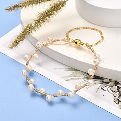 Natural Pearl Braided Bangle for Girl Women&nbsp;BJEW-JB06830-02