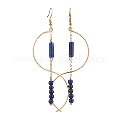 Column Natural Lapis Lazuli Dangle Earrings&nbsp;EJEW-JE06335-02