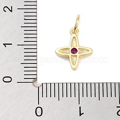 Cross Charms Rack Plating Brass Cubic Zirconia&nbsp;KK-M293-20G-02