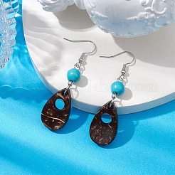 Teardrop Coconut & Synthetic Turquoise Dangle Earrings for Women&nbsp;EJEW-JE05892