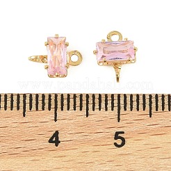 Brass Pave Cubic Zirconia Rectangle Connector Charms&nbsp;KK-P347-06G-02