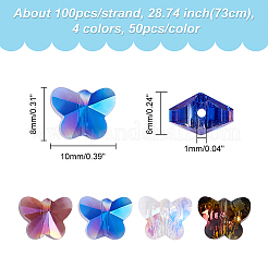 200Pcs 4 Colors Electroplate Transparent Glass Beads Strands&nbsp;EGLA-GA0001-17