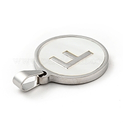 304 Stainless Steel with White Shell Pendants&nbsp;STAS-G268-01F-P