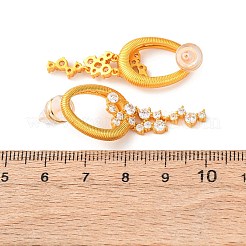 Oval Brass Micro Pave Clear Cubic Zirconia Dangle Stud Earrings&nbsp;EJEW-K322-02G