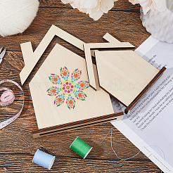 2Pcs 2 Styles House Shaped Wood Embroidery Display Card Holders&nbsp;ODIS-FH0001-19