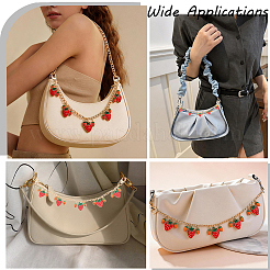 2Pcs Alloy Enamel Red Strawberry Charm Bag Decorative Chains&nbsp;HJEW-BBC0001-50