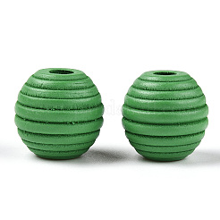 Painted Natural Wood Beehive European Beads&nbsp;WOOD-Q040-019A-A05