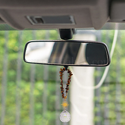 7Pcs Natural & Synthetic Gemstone Chips Beads Car Pendant Decorations&nbsp;HJEW-FH00230