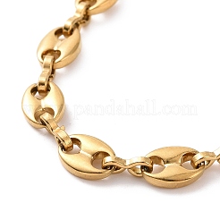 PVD Vacuum Plating 304 Stainless Steel Coffee Bean Chain Necklace for Men Women&nbsp;NJEW-E063-01G