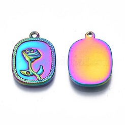 Rack Plating Rainbow Color 304 Stainless Steel Pendant Rhinestone Setttings&nbsp;STAS-N098-031