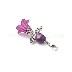 6Pcs 6 Colors Transparent Acrylic & Dyed Synthetic Turquoise Halloween Skull Angel Pendant Decorations&nbsp;HJEW-JM03903