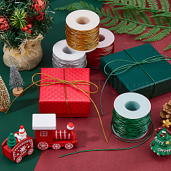 4 Rolls 4 Colors Metallic Elastic Round Cord for Christmas Gift Wrapping&nbsp;OCOR-WH0112-055