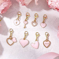8Pcs Valentine's Day Heart Alloy Enamel Pendant Decorations&nbsp;HJEW-JM02830