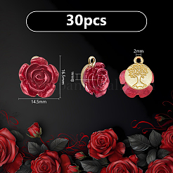 30Pcs Opaque Resin Rose Pendants&nbsp;FIND-DC0007-84