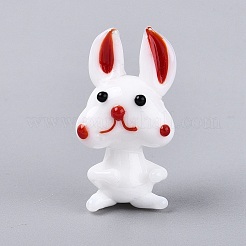Handmade Lampwork Rabbit Figurine Display Decorations&nbsp;LAMP-N034-27