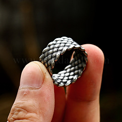 Knitted Textured 304 Stainless Steel Finger Rings&nbsp;FS-WG9203F-06