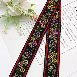 50 Yards Ethnic Style Embroidered Nylon Flower Jacquard Ribbon&nbsp;PW-WG55654-03