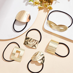 6Pcs 6 Style Rubber String Elastic Hair Ties Ponytail Hair Cuff&nbsp;OHAR-GO0001-04