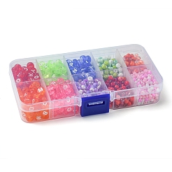 DIY Flat Round with Letter & Round Acrylic & Glass Seed Beads Jewelry Making Findings Kits&nbsp;DIY-FS0006-44