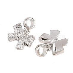 Brass Micro Pave Cubic Zirconia European Dangle Charms&nbsp;ZIRC-E163-15P