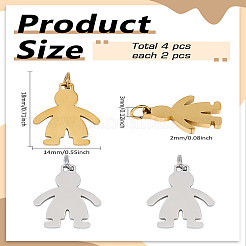 4Pcs 2 Colors 316 Surgical Stainless Steel Pendants&nbsp;STAS-LP0002-89