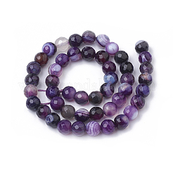 Natural Striped Agate/Banded Agate Beads Strands&nbsp;G-S281-51G-8mm