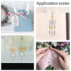 16Pcs 2 Style Woven Web/Net with Feather Alloy Pendant Decoration&nbsp;HJEW-NB0001-82