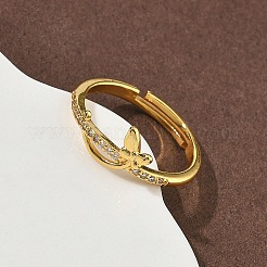 Brass Micro Pave Cubic Zirconia Finger Rings&nbsp;RJEW-H258-05G