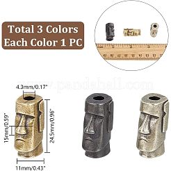 3Pcs 3 Colors Outdoor EDC Tool Brass Parachute Rope European Beads&nbsp;KK-NB0003-59