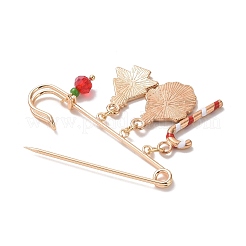 3Pcs 3 Style Christmas Tree & Santa Claus & Snowflake & Word Noel Enamel Safety Pin Brooches&nbsp;JEWB-TA00013