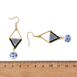 304 Stainless Steel with Cylinder Seed Beads Dangle Earrings&nbsp;EJEW-MZ00810-01