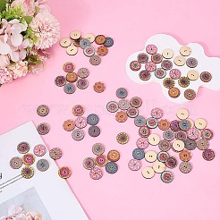 100Pcs 2-Hole Poplar Board Buttons&nbsp;BUTT-CY0001-14