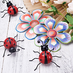 3D Iron Flower and Ladybug Big Pendants&nbsp;AJEW-CF0001-19