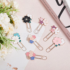 7 Pcs 7 Style Rose Gold Tone Zinc Alloy Enamel Bookmarks&nbsp;AJEW-GL0001-88