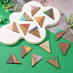 14Pcs 7 Colors Opaque Resin and Walnut Wood Pendants&nbsp;RESI-TA0005-15