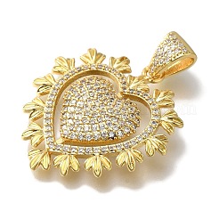 Heart Rack Plating Brass Micro Pave Clear Cubic Zirconia Pendant&nbsp;KK-U019-18G-03