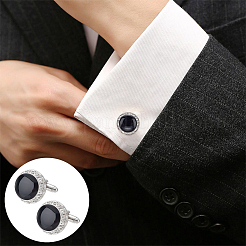 1 Set Brass Rhinestone Cufflinks for Men&nbsp;KK-WR0001-11
