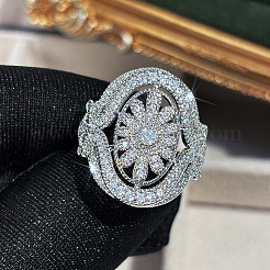 Brass Micro Pave Cubic Zirconia Finger Rings for Women&nbsp;FS-WGE2DD0-02