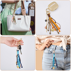 3Pcs Polyester & Brass & Alloy Enamel Pendant Decorations&nbsp;HJEW-GA00086