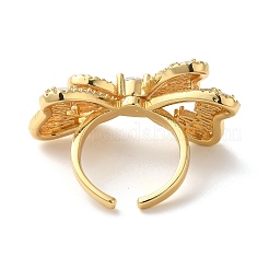 Brass Pave Cubic Zirconia Open Cuff Rings for Women&nbsp;RJEW-M169-04G