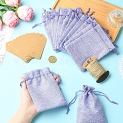 20Pcs Rectangle Polyester Imitation Burlap Packing Pouches Drawstring Bags&nbsp;ABAG-YW0001-18