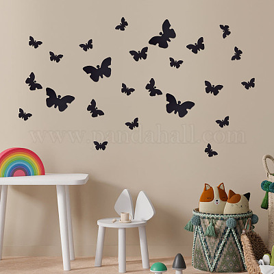 Adesiviamo Butterfly L Adesivo Murale, PVC, Nero, 75 x 55 cm