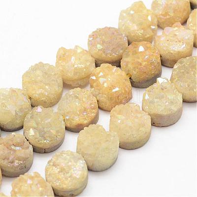 Electroplated Natural Druzy Quartz Crystal Bead Strands&nbsp;G-G889-08-1