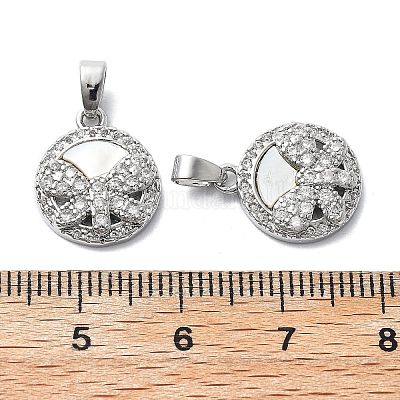 Brass Micro Pave Cubic Zirconia Charms&nbsp;KK-L222-017P-1