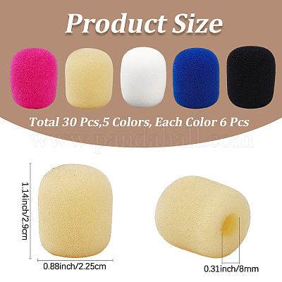 30Pcs 5 Colors Sponge Microphone Cover&nbsp;AJEW-CN0004-90A-1