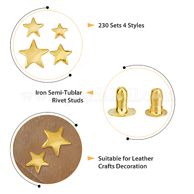 Wholesale 230 Sets 4 Sizes Star Shape Iron Garment Rivets - Pandahall.com